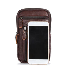 Men's Leather Waist Packs Phone Pouch Shoulder Bag