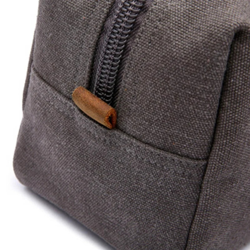 Men's Canvas Leather Toiletry Bag Organizer