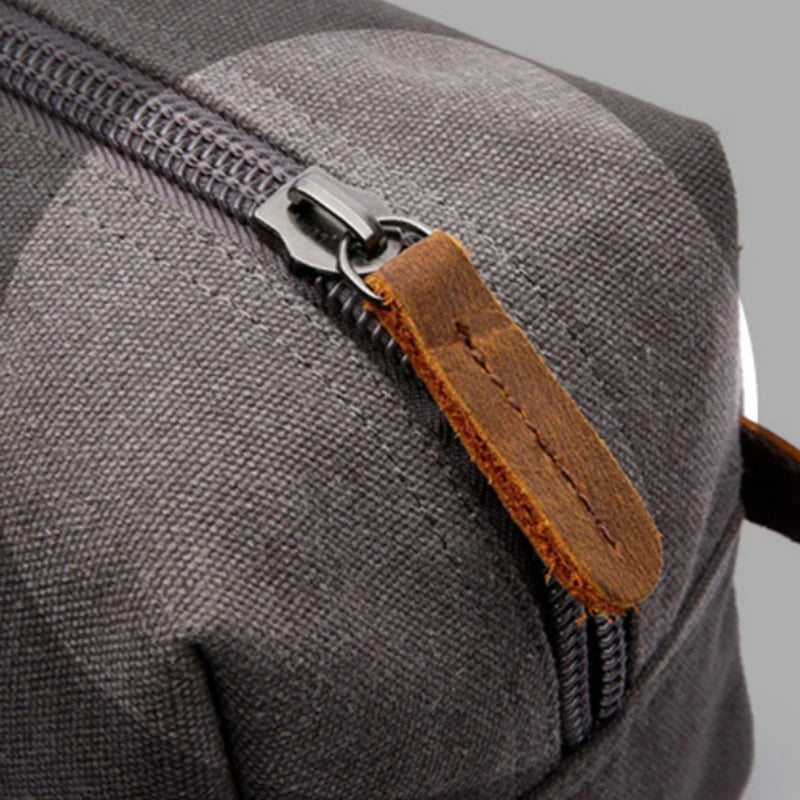 Men's Canvas Leather Toiletry Bag Organizer