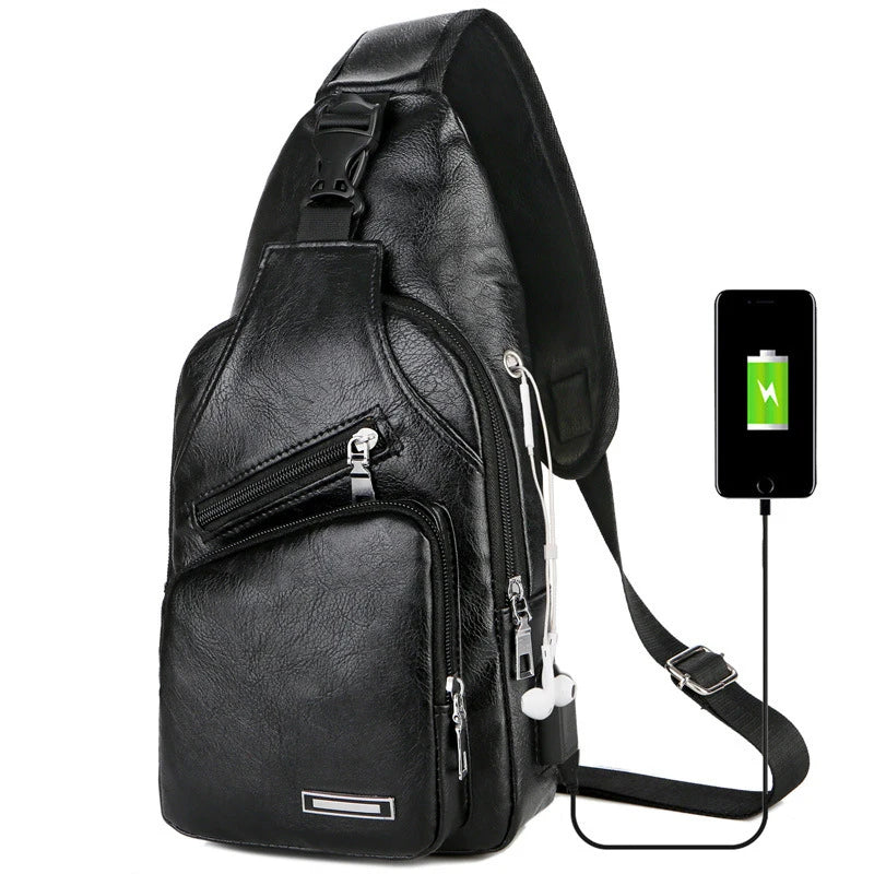 Men's Canvas Shoulder Bag Sling Chest Pack Sports Crossbody Handbag
