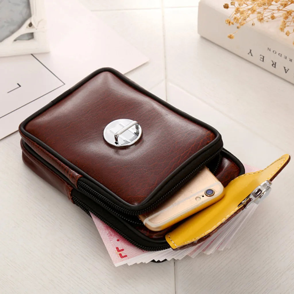 Men's Retro Casual Belt Bag Geometric Waist Packs Chest Phone Pouch