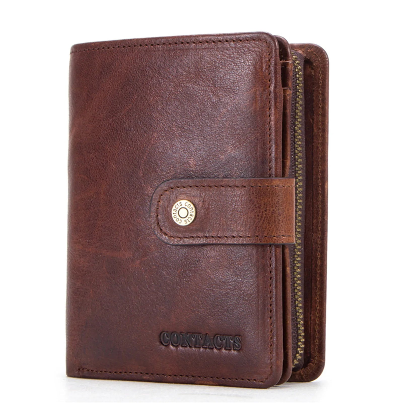 Men's Trifold Leather Wallet with Blocking Slim Lightweight