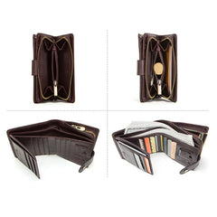 Men's Trifold Leather Wallet with Blocking Slim Lightweight