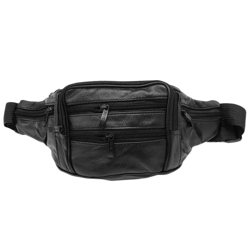 Men's Vintage Leather Messenger Bag Waist Pack Pouch Outdoor Hiking Motorcycle