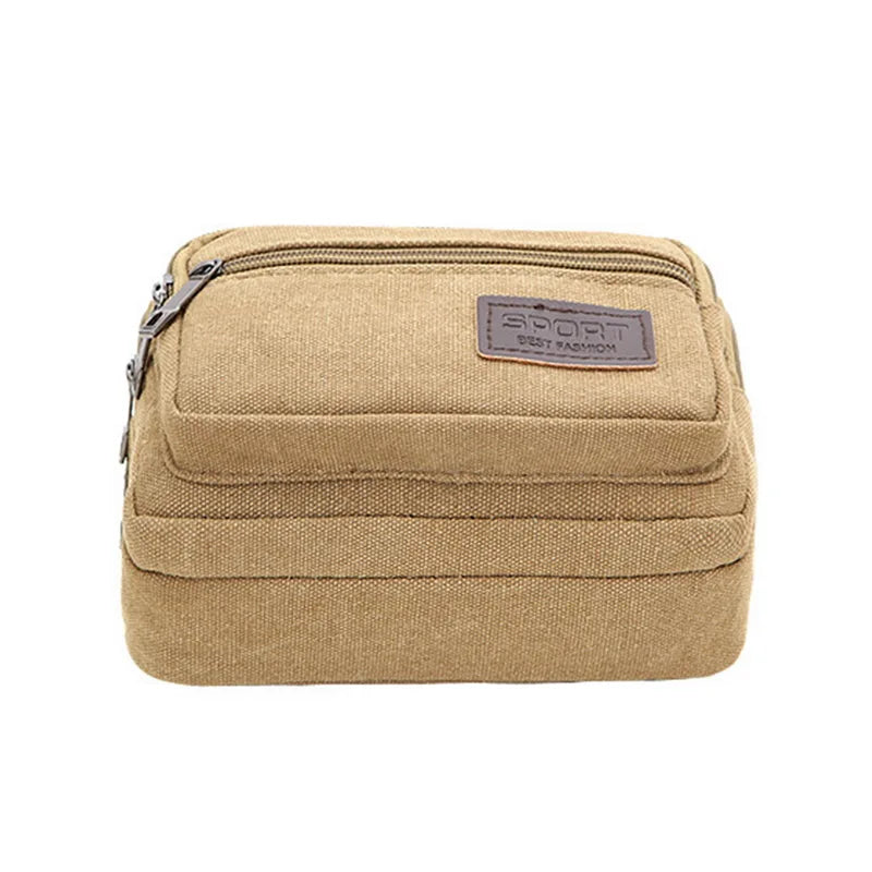 Men's Waist Bag Durable Waist Packs Belt Messager Shoulder Bags Vintage Canvas