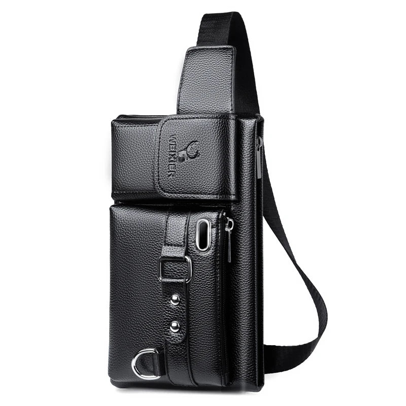 Men's PU Leather Waist Pack Fanny Bag Crossbody Black/Brown