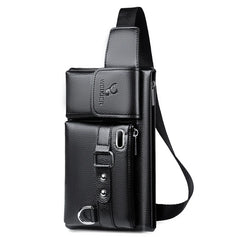 Men's PU Leather Waist Pack Fanny Bag Crossbody Black/Brown
