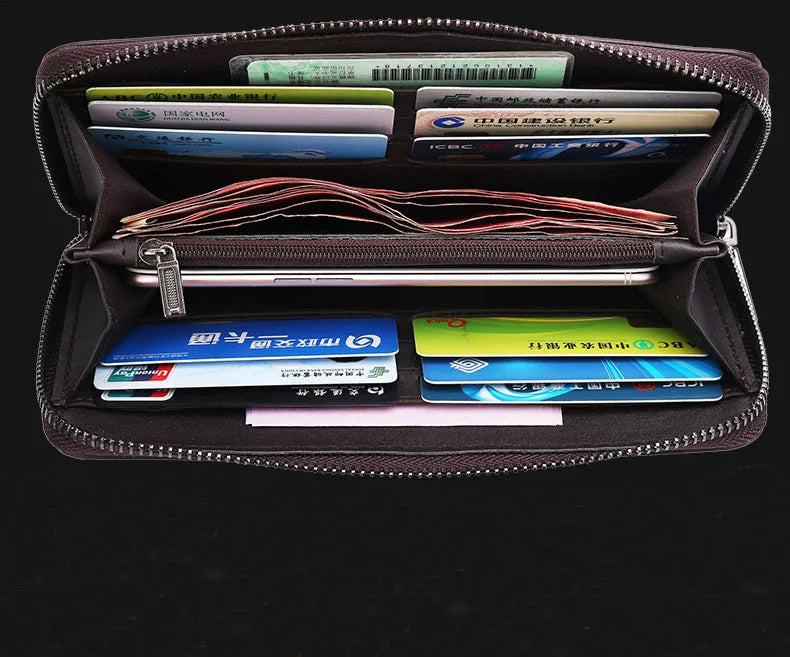 Men's Leather Wallet Clutch Bag Man Purse Carteira Masculina Couro