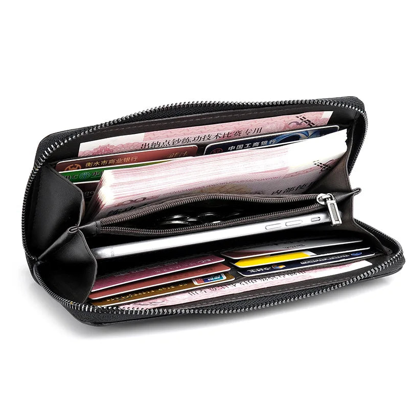 Men's Leather Wallet Clutch Bag Man Purse Carteira Masculina Couro