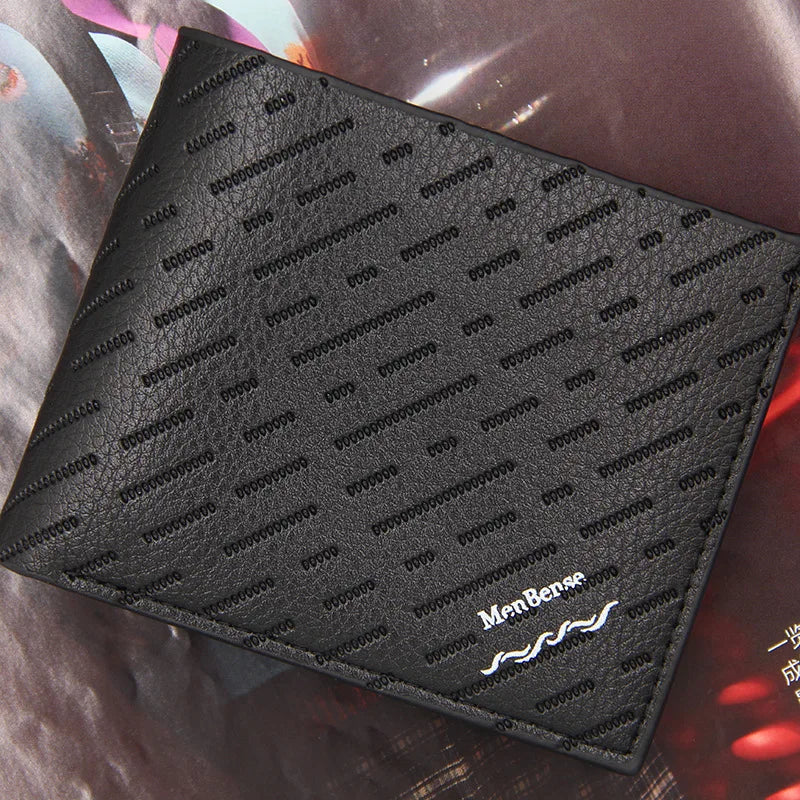 Men's Short Wallet Slim Business Wallet Hollow Stripe Pattern