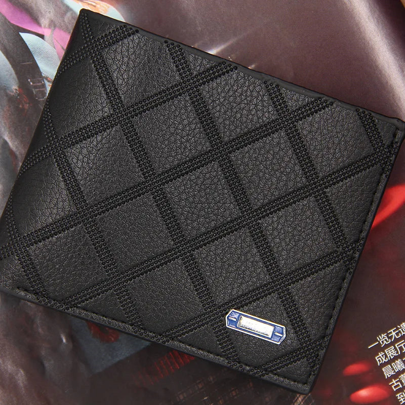 Men's Short Wallet Slim Business Wallet Hollow Stripe Pattern