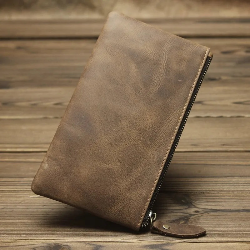 Men's Leather Phone Bag Long Retro Ultra-Thin Wallet