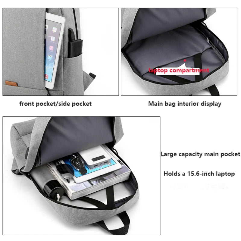 Men's Waterproof Business Backpack with USB Port 15.6 Inch Laptop Bag