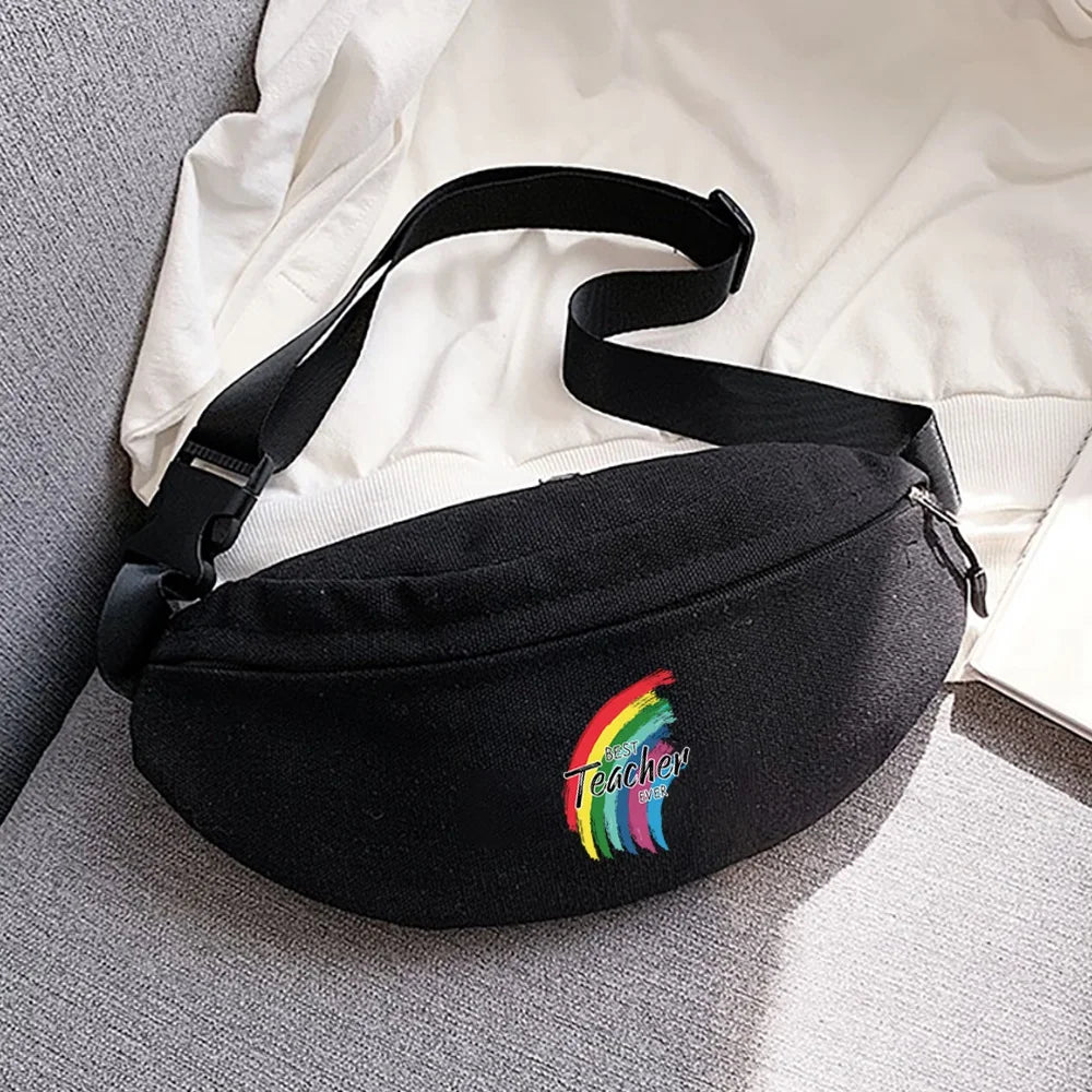 Outdoor Sports Messenger Chest Bag with Teacher Printing Pockets