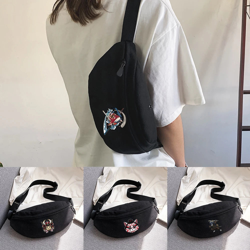Samurai Print Waist Bag for Men and Women