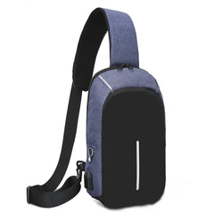 Men's Messenger Chest Bag USB Charging Earphone Plug