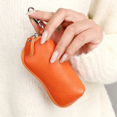 Men's Leather Key Wallet Organizer Zipper Pouch Keychain Holder