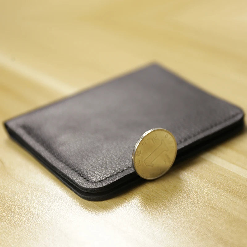 Men's Ultra-Thin Leather Clip Wallet Soft Brown Bag