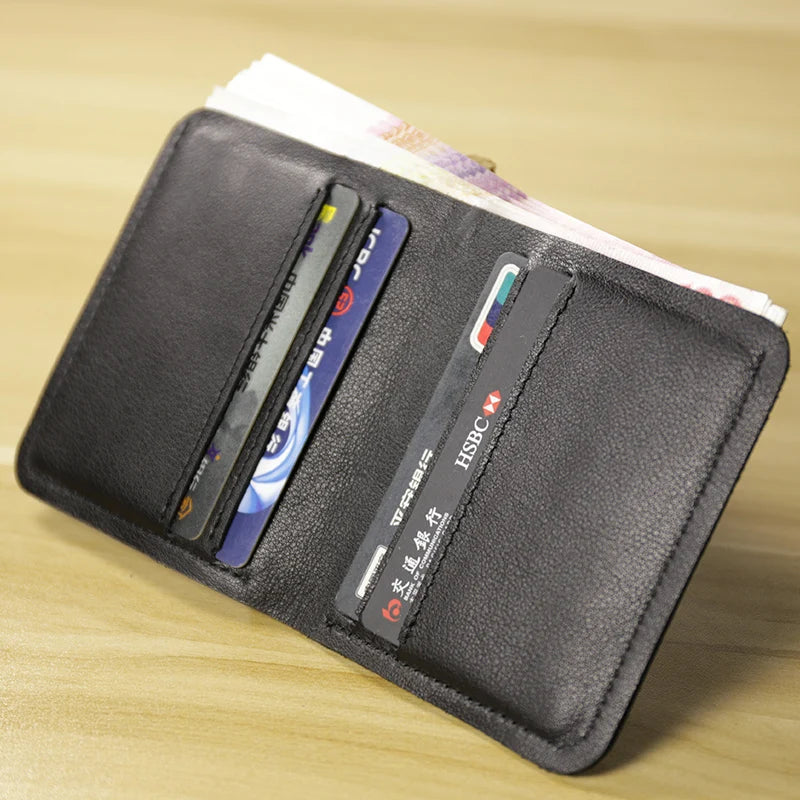 Men's Ultra-Thin Leather Clip Wallet Soft Brown Bag