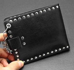 Men's Skull Studded Wallet with Key Chain