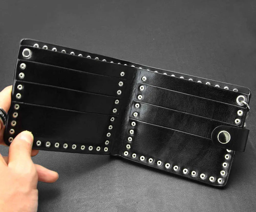 Men's Skull Studded Wallet with Key Chain