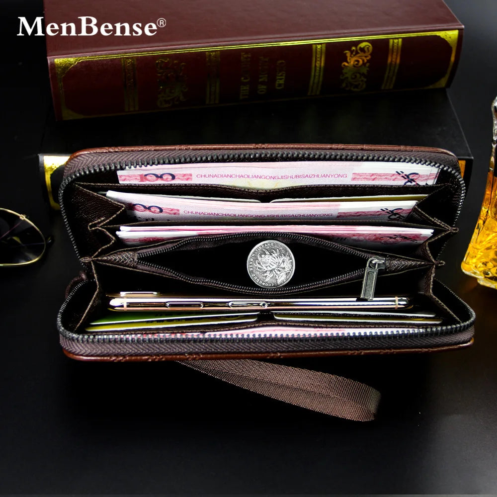 Men's Long Wallet Buckle Embossed Trifold Business 596