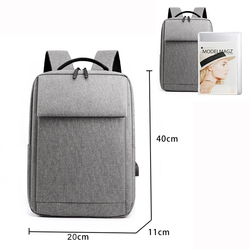 Waterproof Nylon Men's Backpack USB Charging Laptop Rucksack