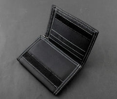 Biker Studded Canvas Trifold Wallet with Chain