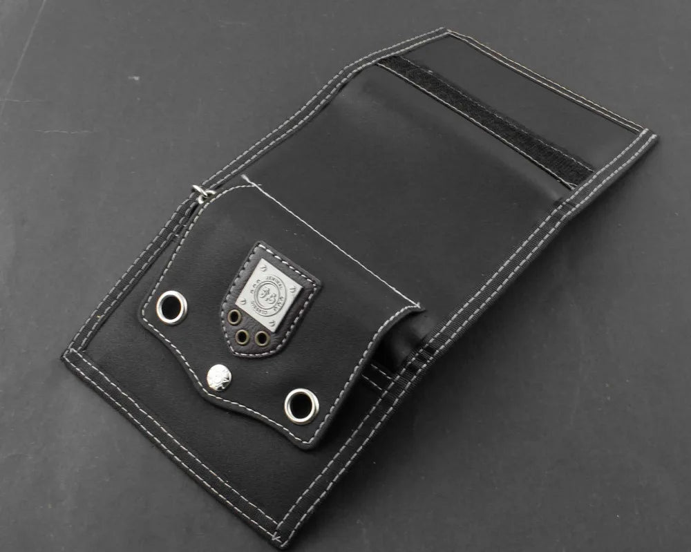 Biker Studded Canvas Trifold Wallet with Chain