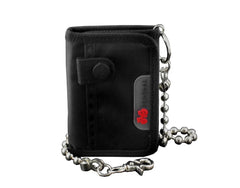 Biker Studded Trifold Canvas Wallet with Security Chain
