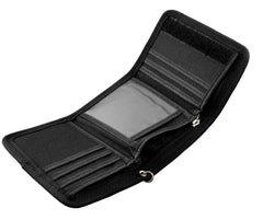 Biker Studded Trifold Canvas Wallet with Security Chain