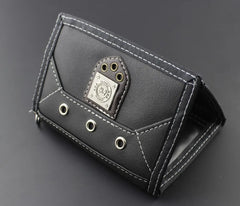 Mens Teen Canvas Trifold Leather Wallet with Chain