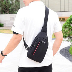Men's Casual Chest Bag USB Charging Crossbody Shoulder Messenger Bag