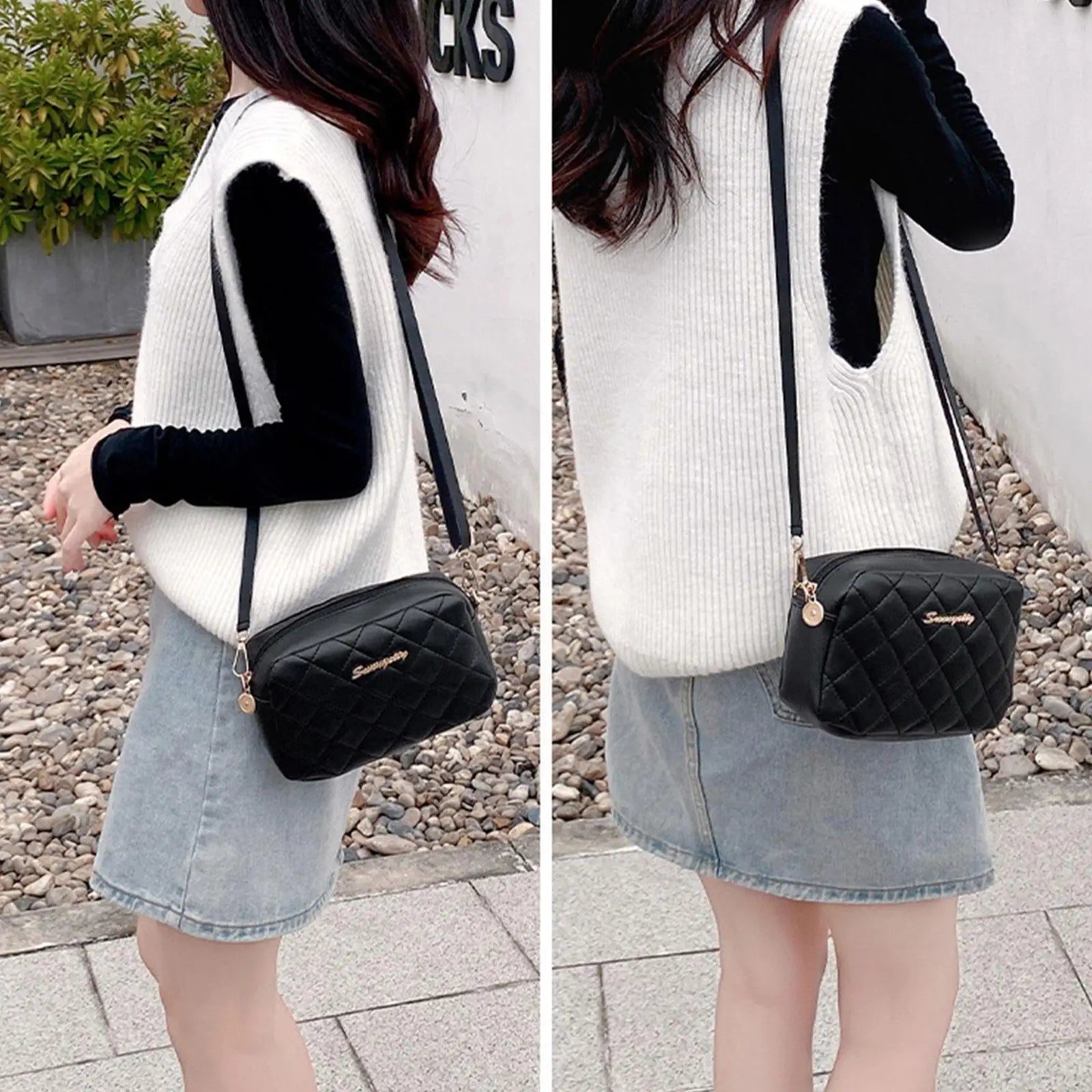 Embroidered Camera Crossbody Bag Chain Handbag
