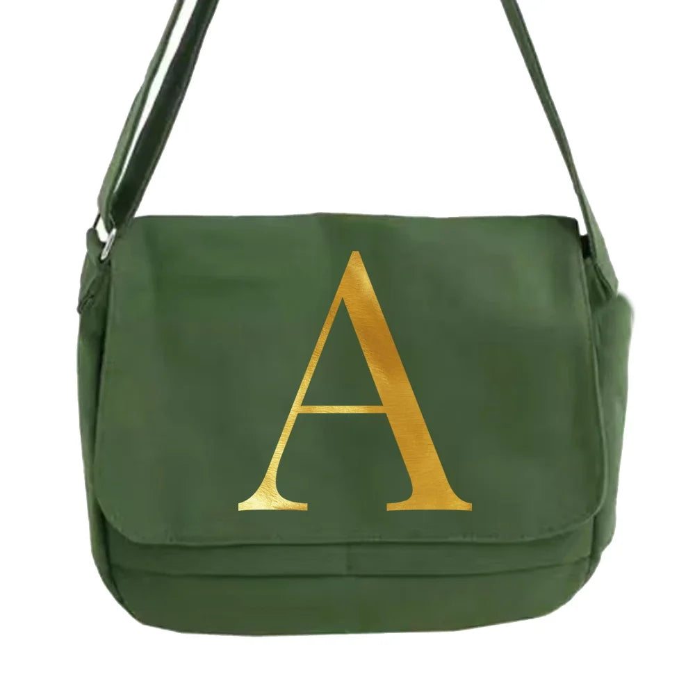 Japanese Multi-function Messenger Bag Golden Letter Pattern