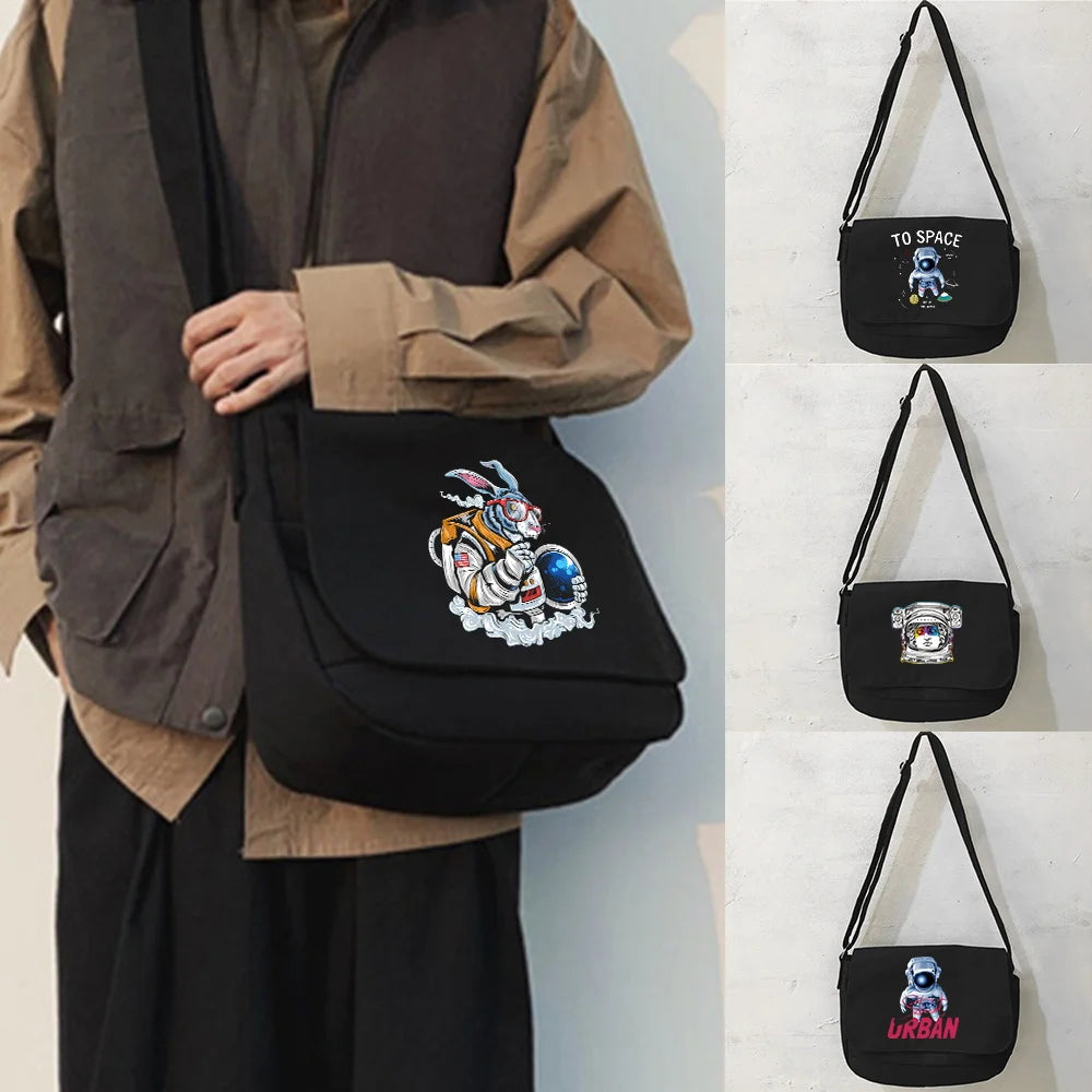 Japanese Astronaut Pattern Messenger Bag Harajuku College Style