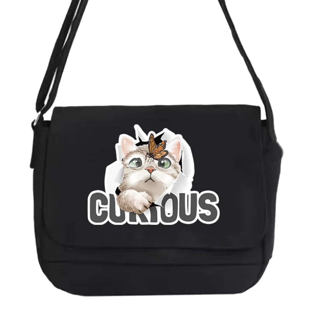 Cat Pattern Messenger Bag Student Harajuku College Style