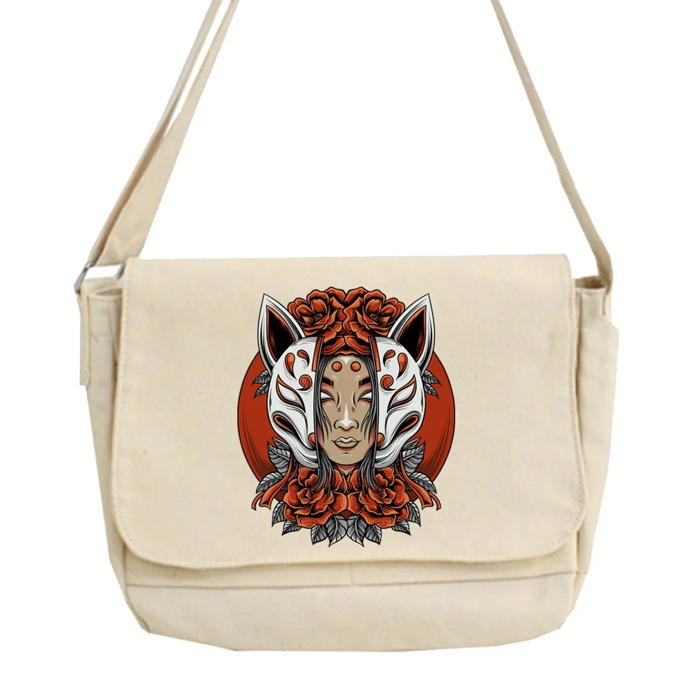 Student Messenger Bag Harajuku Mask Pattern