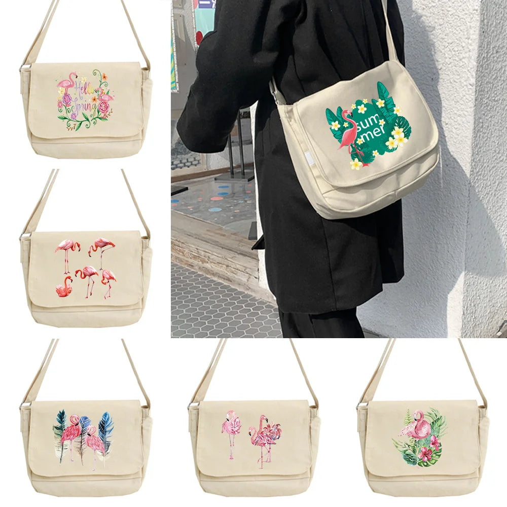 Flamingo Pattern Messenger Bag for Work