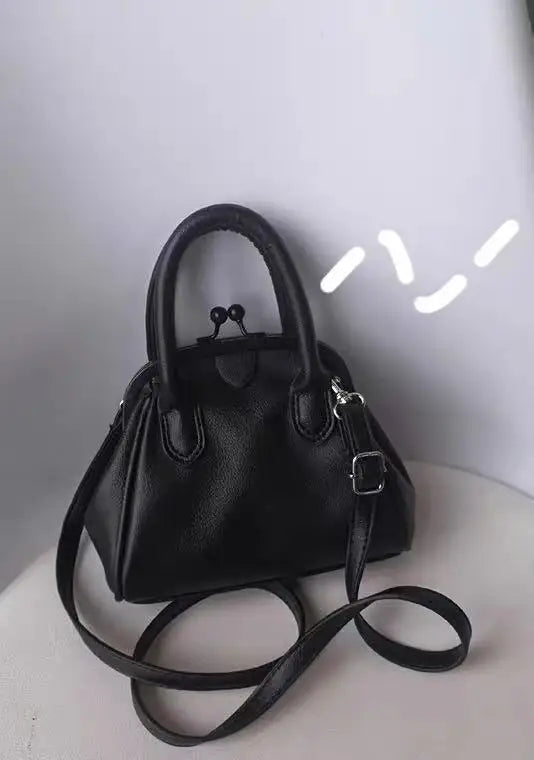 Pu Leather Messenger Bag for Women Small Handbag Vintage Clip Bag