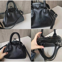 Pu Leather Messenger Bag for Women Small Handbag Vintage Clip Bag