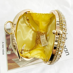 Metal Round Bracelet Evening Bags for Women High Rhinestone Shoulder Bag Purse