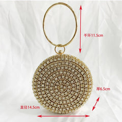 Metal Round Bracelet Evening Bags for Women High Rhinestone Shoulder Bag Purse