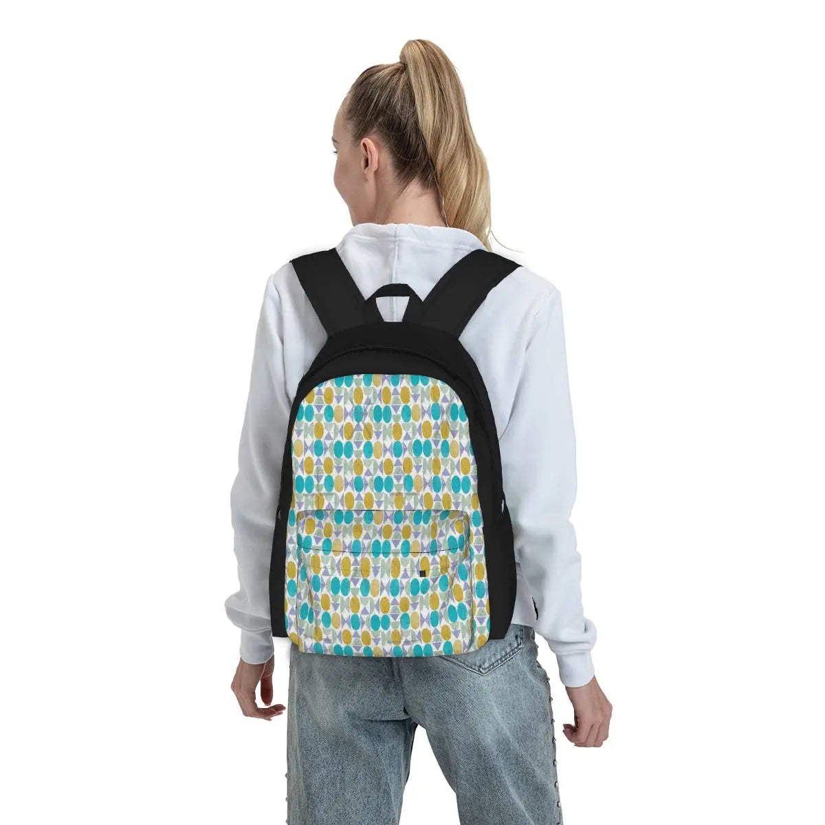 Modern Geometric Backpacks Textured Design School Travel Bags Eco Friendly