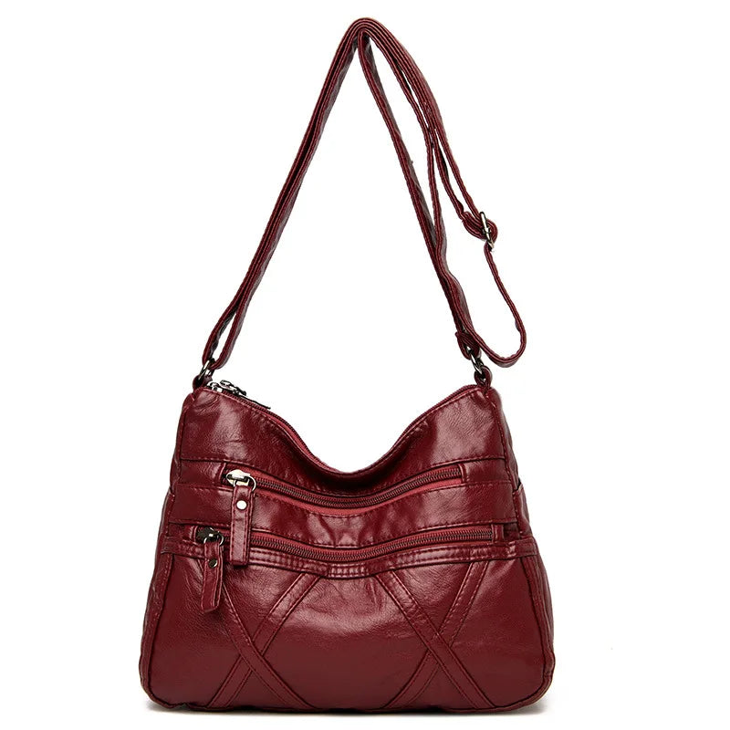 Elderly Mother Leather Shoulder Bag Large Capacity Handbag