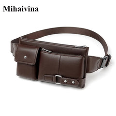 Mihaivin Men PU Leather Waist Packs Vintage Travel Belt Bag Chest Bags