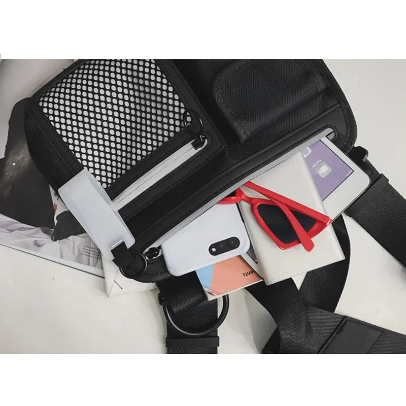 Reflective Chest Bag Waterproof Waist Bag Hip Hop Lightweight Tactical Wallet