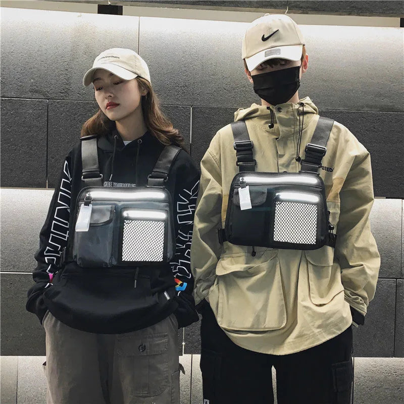 Reflective Chest Bag Waterproof Waist Bag Hip Hop Lightweight Tactical Wallet