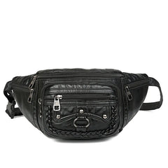 Women Chest Pack Fannybag PU Leather Shoulder Bags Rivet Crossbody Belt Bag