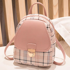 Stylish Plaid Mini Backpack Crossbody Bag for Girls
